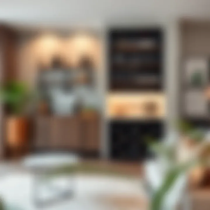 Stylish wall wine bar integrated into a chic living space