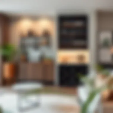 Chic Integration of Wine Storage and Decor Stylish wall wine bar integrated into a chic living space