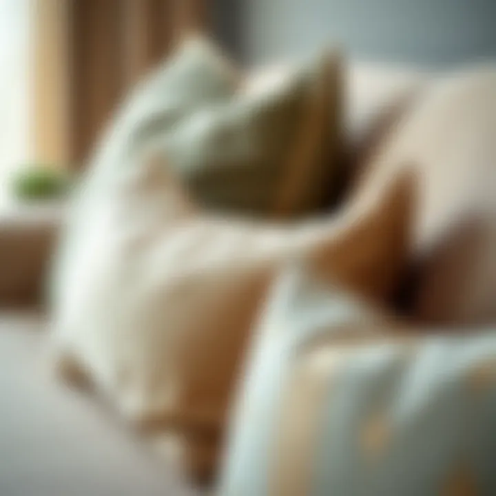 Close-Up of Luxurious Fabric Throw Pillows A close-up of luxurious fabric throw pillows