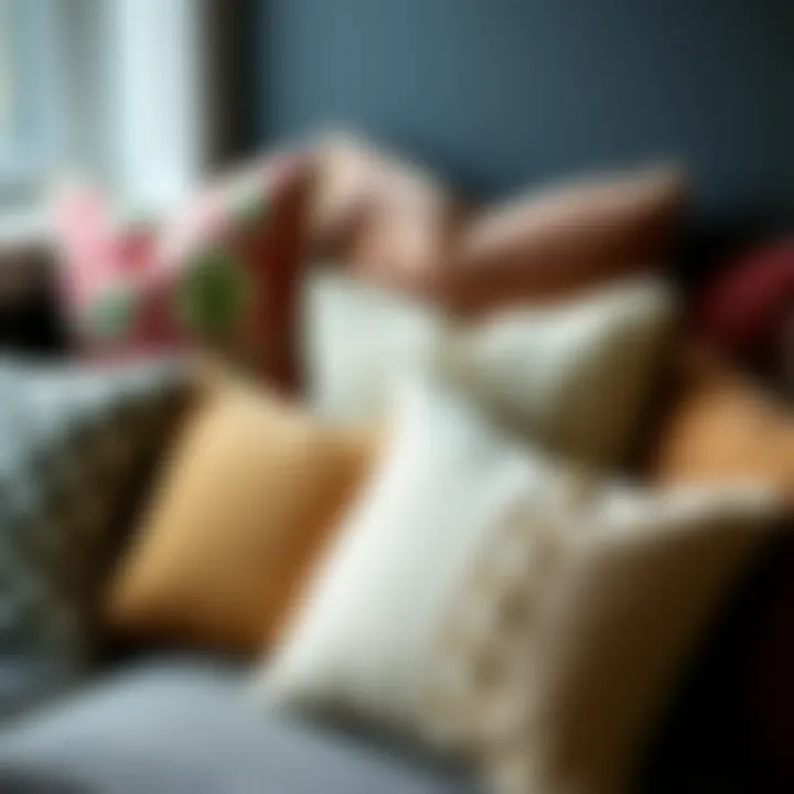 Variety of Throw Pillows in Different Textures and Patterns Variety of throw pillows in different textures and patterns