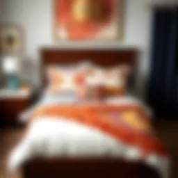 Vibrant twin XL boho bedding set displayed on a neatly made bed