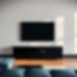 Elegant black LED TV stand with contemporary design