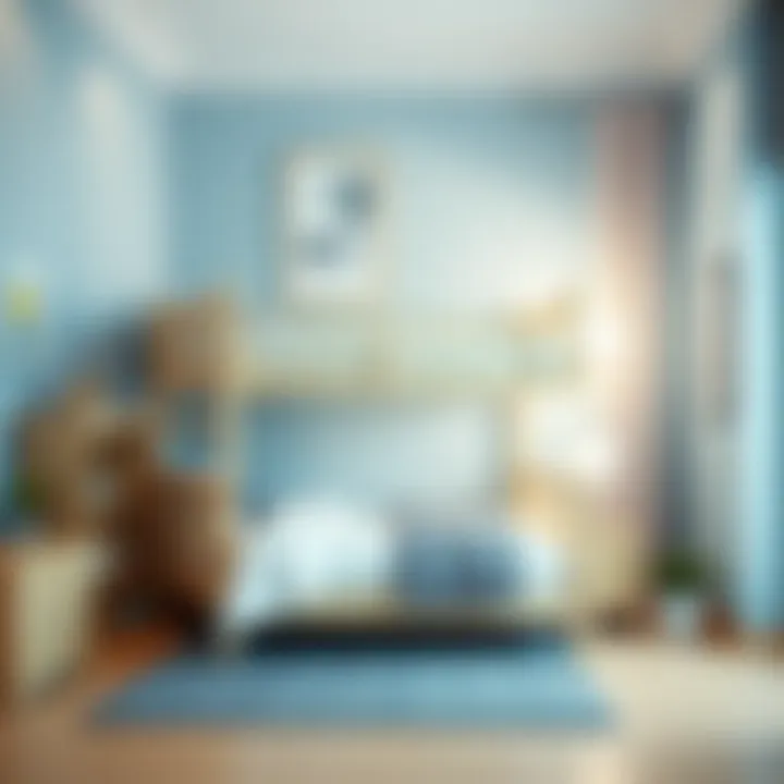A room layout showcasing a bunk bed and its spatial impact on the area