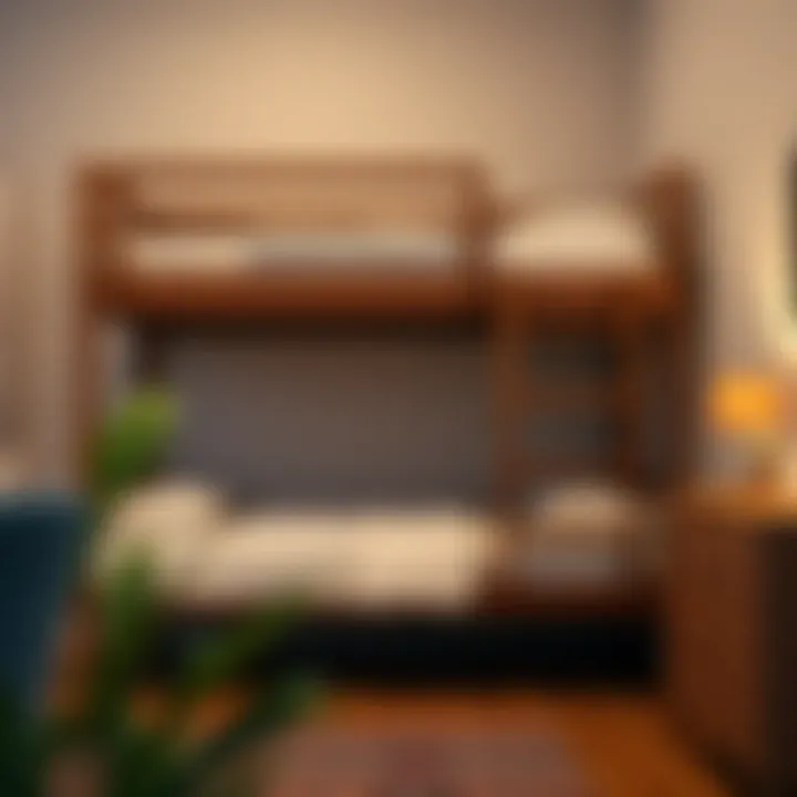 Illustration depicting safety measures for bunk beds including guardrails and ladder