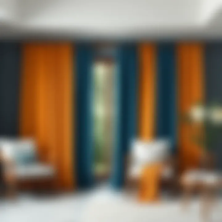 Well-coordinated color palette for curtains and rods in a modern setting.