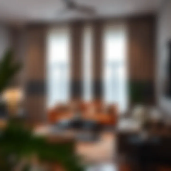 Stylish living room showcasing 120-inch curtain rods with elegant drapery.