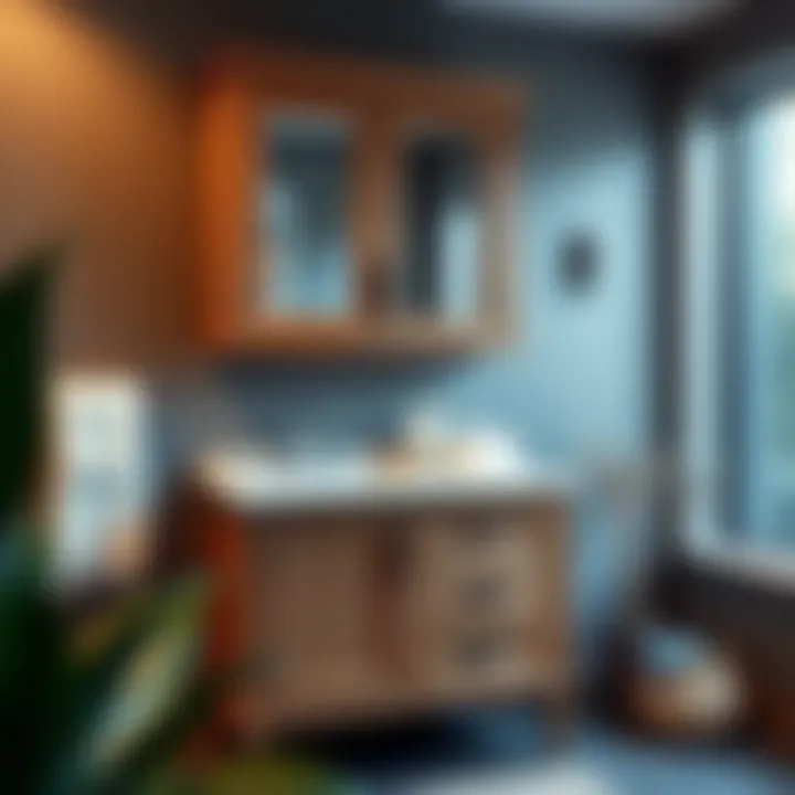 Elegant Oak Cabinet Design Elegant oak bathroom cabinet with towel bar highlighting design features