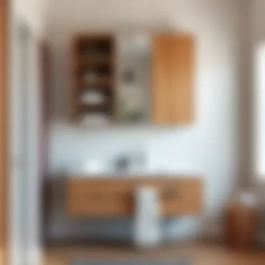 Modern Bathroom with Oak Cabinet Stylish incorporation of oak cabinet in modern bathroom decor