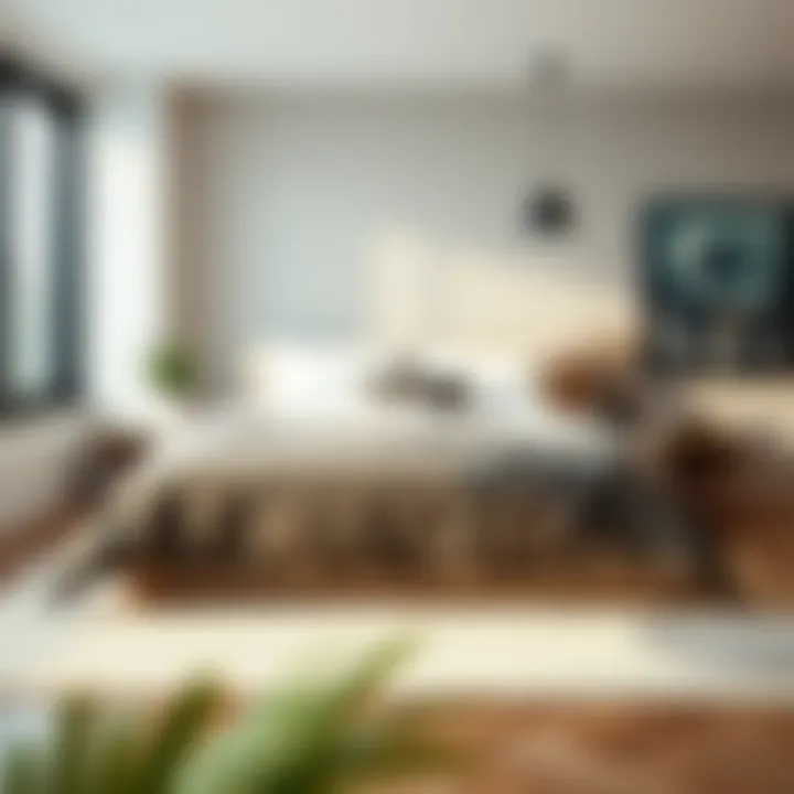 Stylish unisex bedding arrangement in a modern bedroom