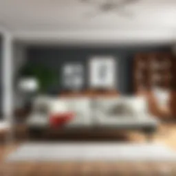 Stylish used futon frame in a modern living room setting