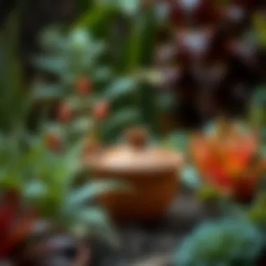 Clay Waterer Enhancing Plant Aesthetics Elegant clay waterer nestled among vibrant plants
