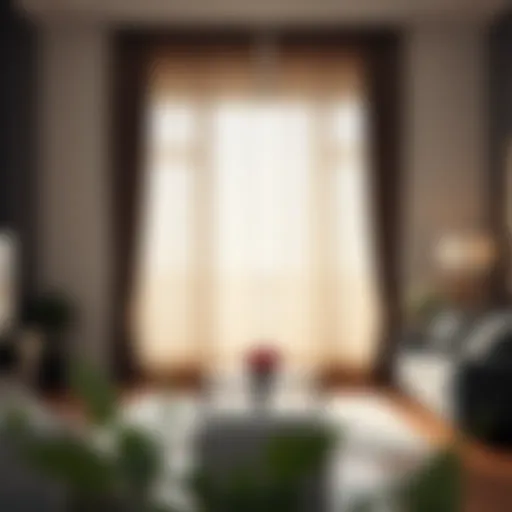 Elegant Room Division with Luxurious Curtains Luxurious fabric curtains elegantly divide a spacious living area