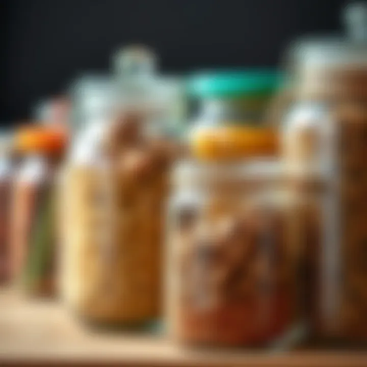 The Aesthetic Appeal of Glass Jars A collection of glass jars filled with vibrant spices and grains, showcasing their aesthetic appeal and organizational potential.