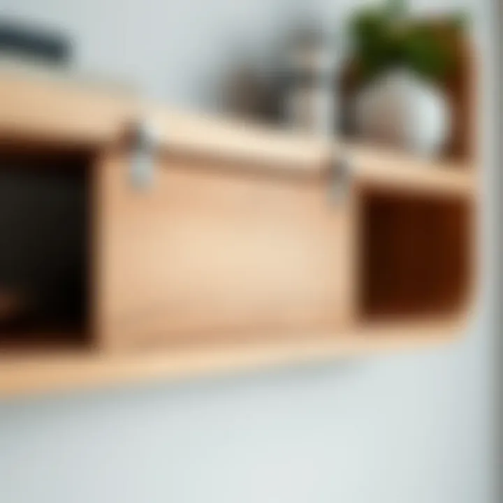 Innovative Sliding Door Mechanism Close-up of sliding door mechanism on a wall shelf