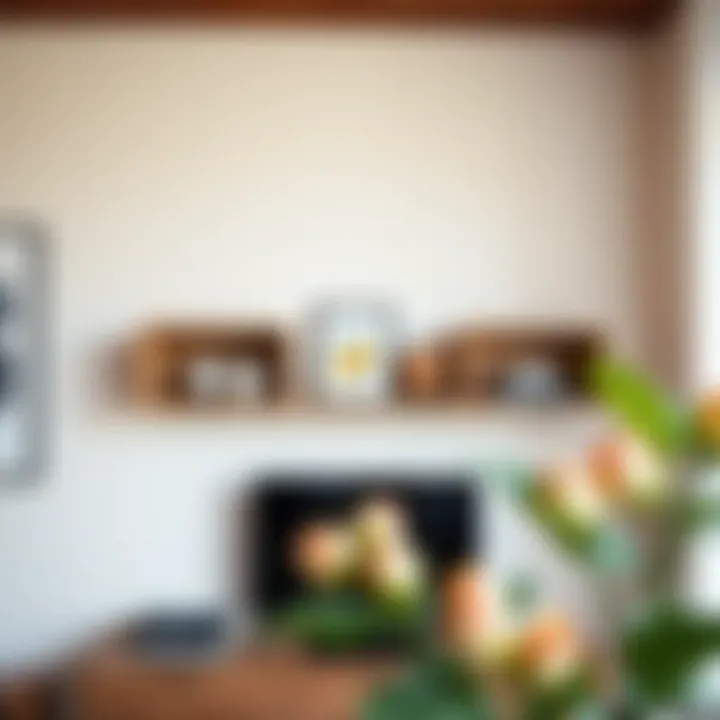 Wall Shelf Displaying Decorative Items Wall shelf with sliding doors showcasing decorative items