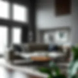 Elegant folding sofa bed in modern living room setting