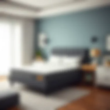 An organized bedroom setting featuring a queen mattress with a stylish waterproof cover in use.