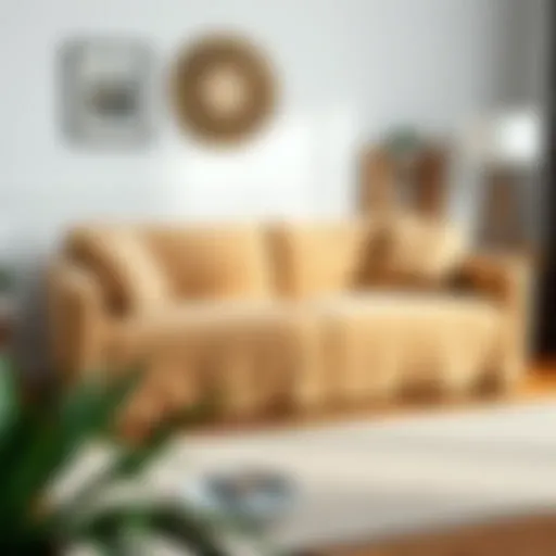 Stylish couch cover on a modern sofa