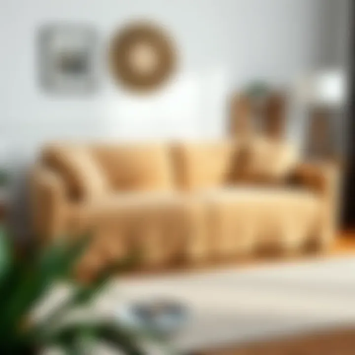 Stylish couch cover on a modern sofa