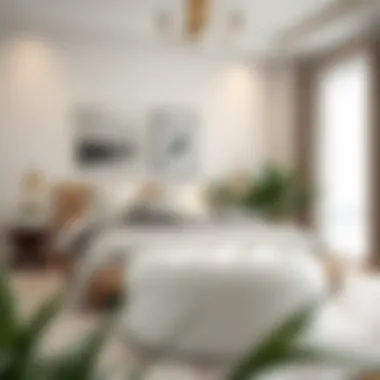 Chic Bedroom Featuring White Pouf Ottoman Stylish white pouf ottoman used as a decorative accent in a bedroom