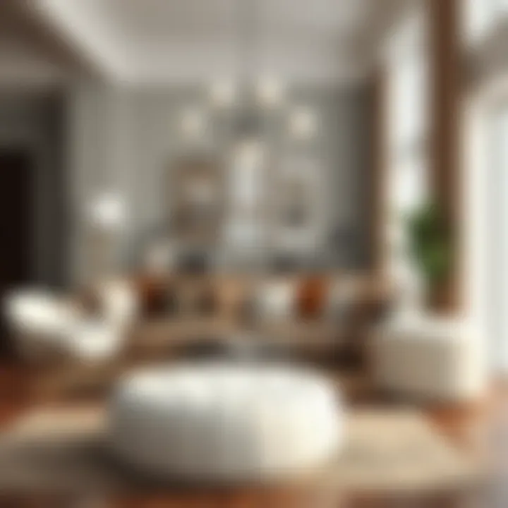 Functional White Pouf Ottoman as Coffee Table Functional white pouf ottoman used as a coffee table in a modern setting