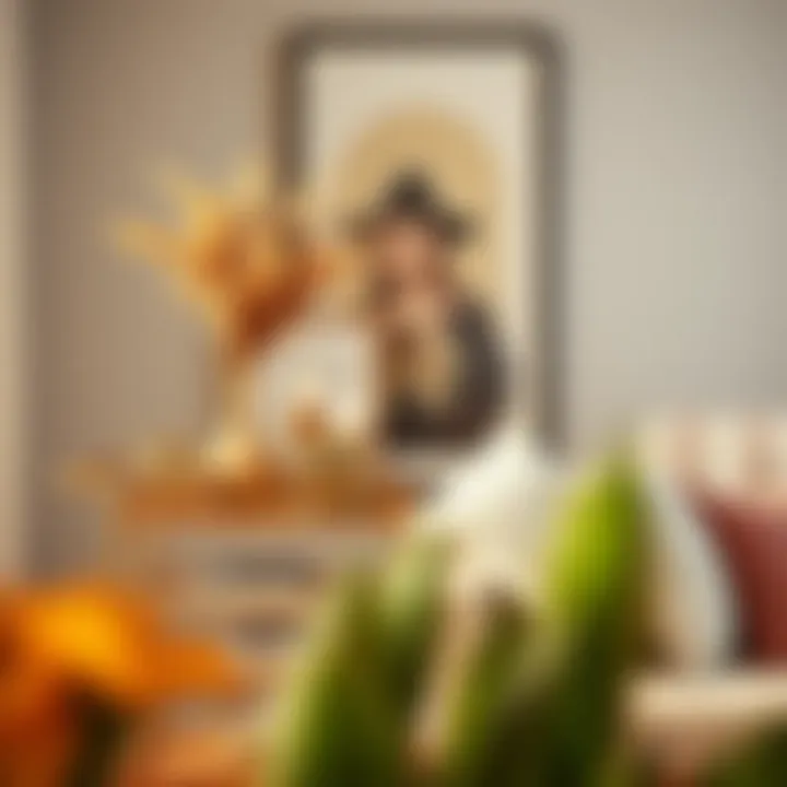 Elegant Wicker Cart Display Elegant wicker cart showcasing decorative items