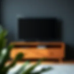 Elegant wooden TV stand with drawers showcasing a minimalist design