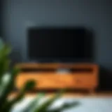 Minimalist Wooden TV Stand Elegant wooden TV stand with drawers showcasing a minimalist design